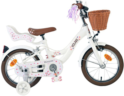 Vélo pour enfants Volare Blossom - filles - 14 pouces - blanc - deux freins à main