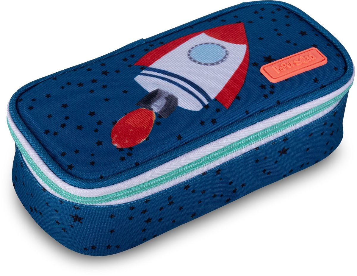 Lannoo graphiques - trousse à crayons en papier salade 21cm fusée verte