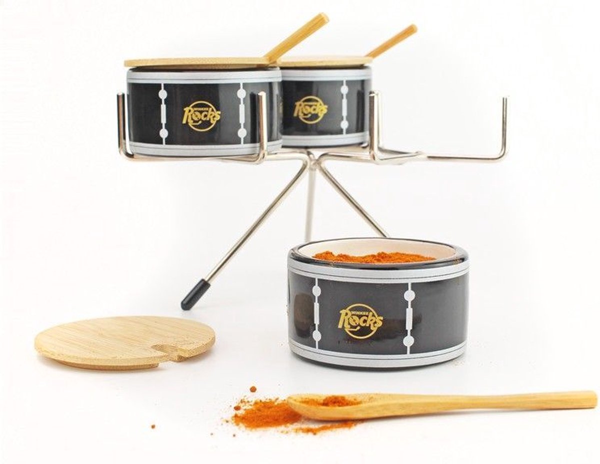 Winkee rocks - kit batterie distributeur d'épices céramique bois Fête des Pères