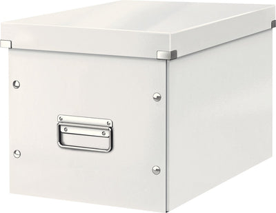 Grande boîte de rangement Leitz wow click store cube - 80 % carton recyclé - 32 x 31 x 36 cm (LxHxP) - blanc