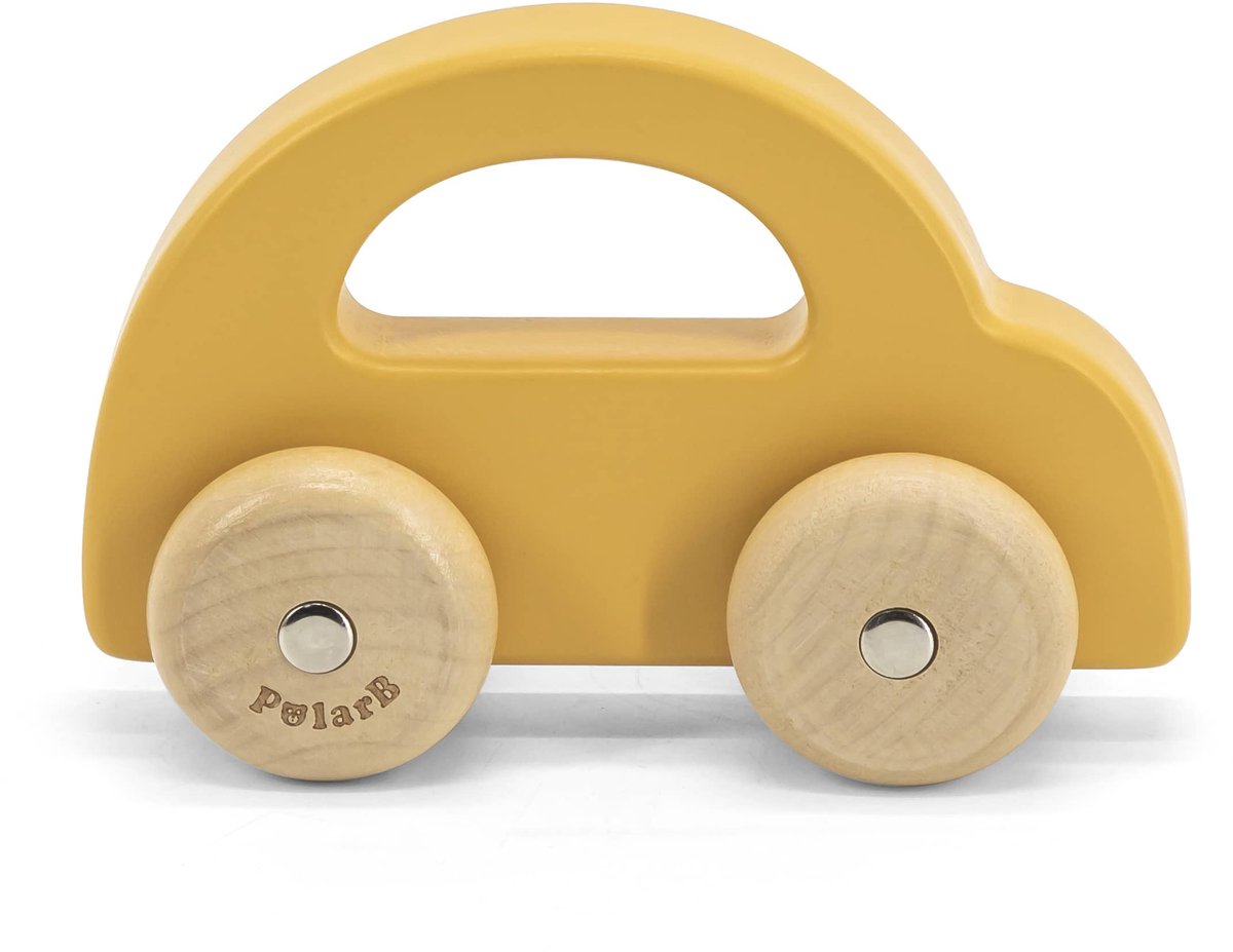 Polarb - voiture jouet en bois - véhicules pour les tout-petits - jouets en bois - jaune