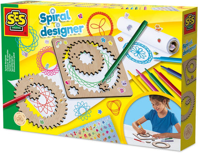Ses creative wooden spiral designer - set de dessin créatif pour les enfants à partir de 5 ans - créez plus de 40 spirales uniques avec des roues en bois - parfait pour les jeunes artistes