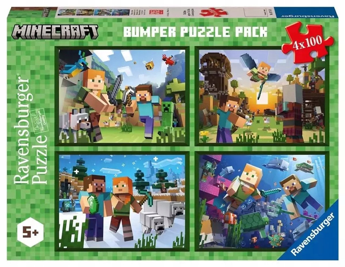 Ravensburger Minecraft ensemble de puzzles 4x100 pièces