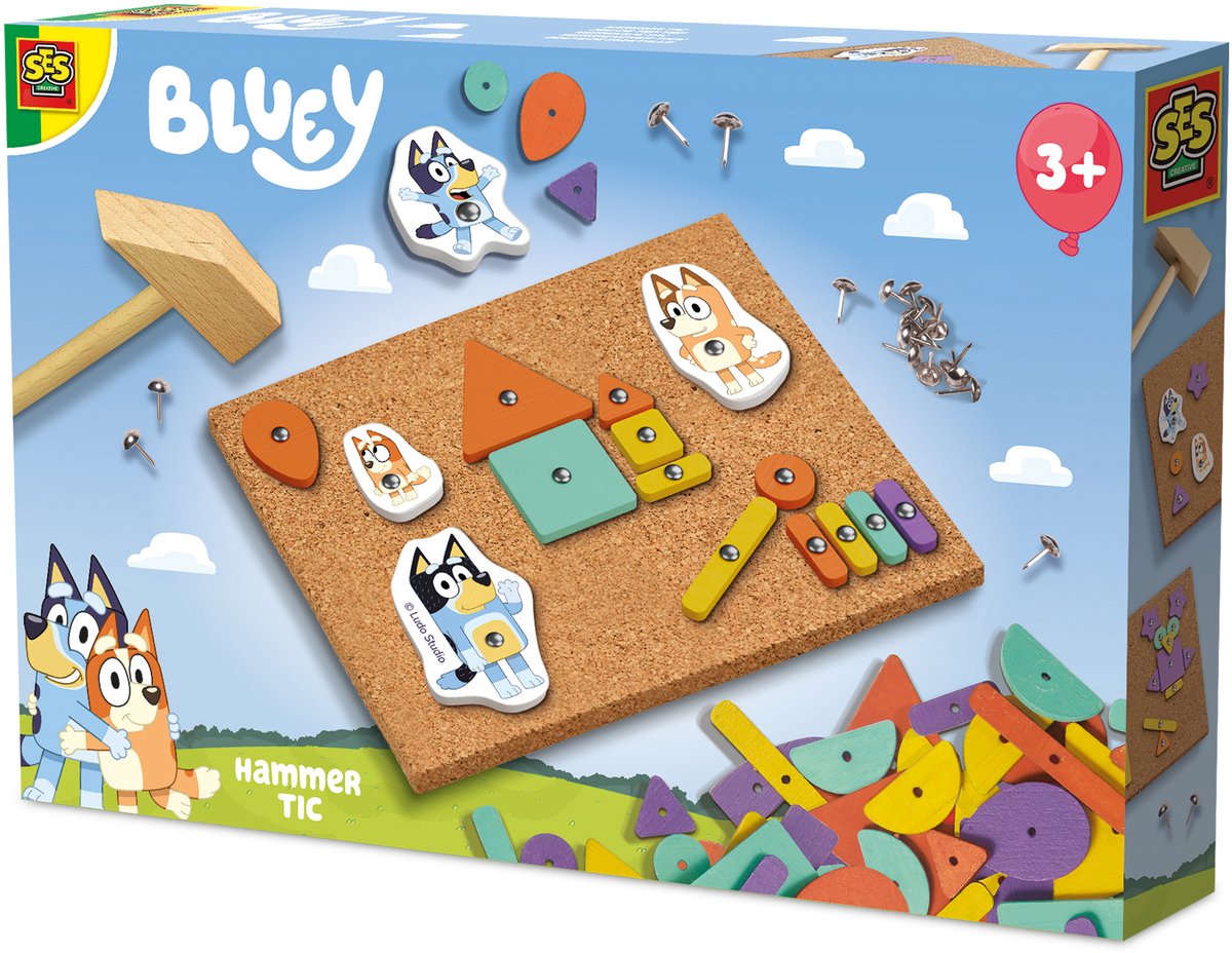Ses creative bluey - marteau à taper - pour les enfants à partir de 3 ans - 24 formes et 4 figures bluey