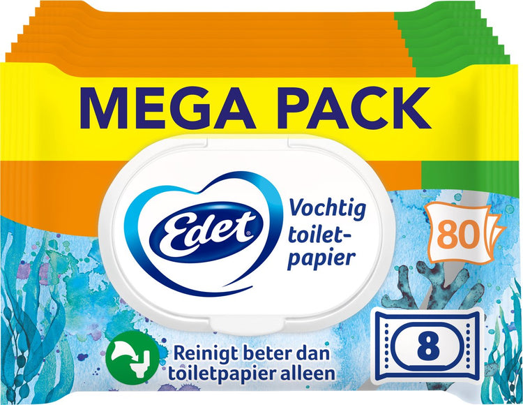 Maxi pack de papier toilette humide Edet - 8 x 80 = 640 feuilles