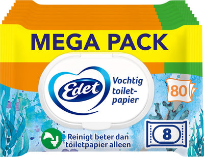 Maxi pack de papier toilette humide Edet - 8 x 80 = 640 feuilles