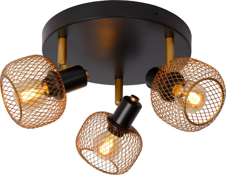 Lucide maaren - spot de plafond (plafonnier) - ø 37 cm - 3xe14 - laiton doré mat