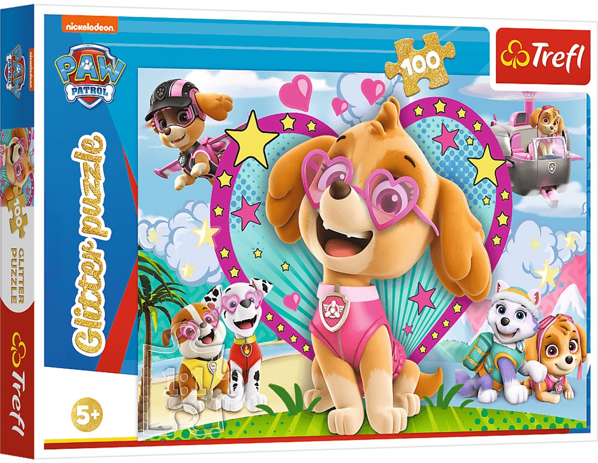 Trefl puzzle à paillettes patte patrouille 100pcs