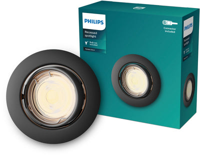 Philips LED Spot encastrable Philips Peridot - culot gu10 - noir - rond - spot orientable