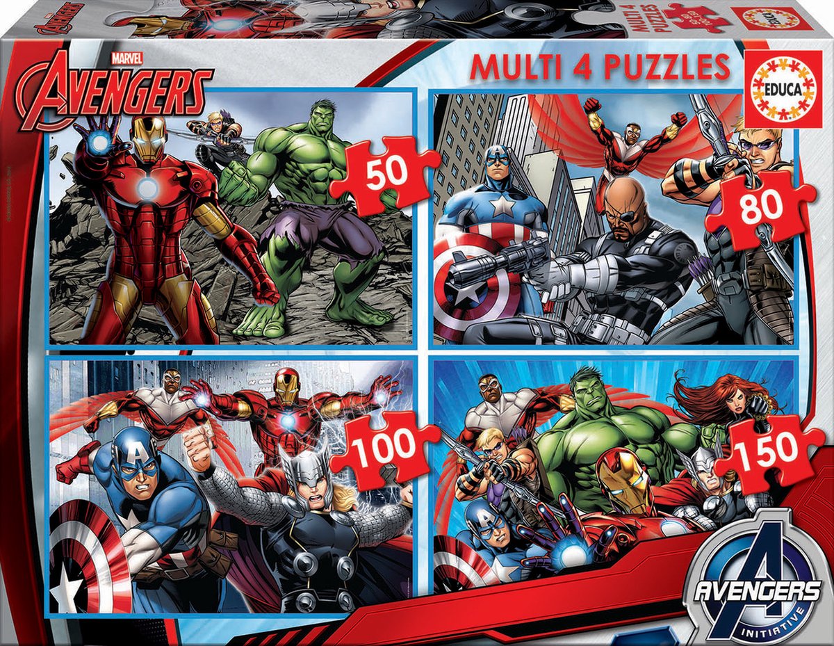 Educa - puzzle marvel avengers multi 4 50-80-100-150 pièces