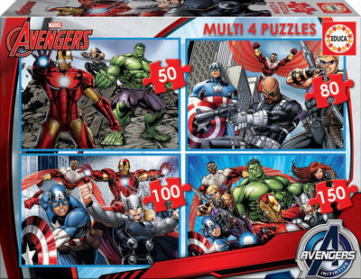 Educa - puzzle marvel avengers multi 4 50-80-100-150 pièces