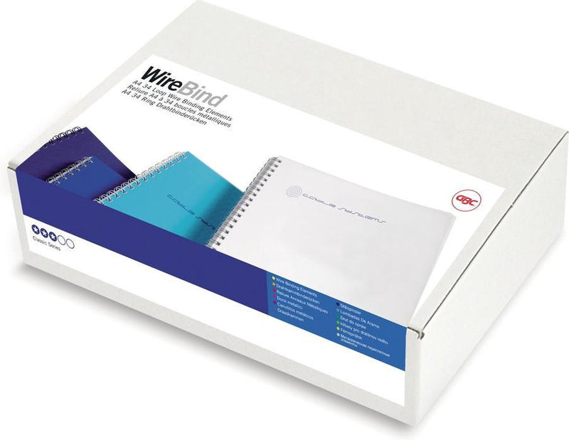Reliure à dos filaire 34 gbc métal 9,5 mm argent capacité 75 feuilles