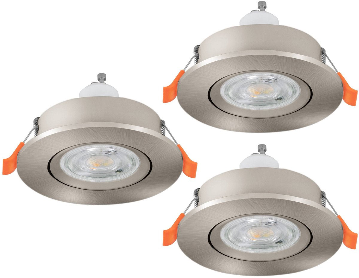 Spot encastrable Eglo barranco - gu10 - ø 9 cm - gris - lot de 3 pièces - inclinable