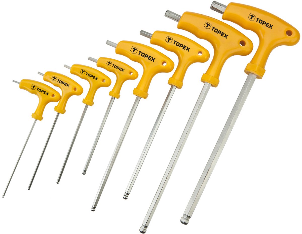 Topex - clés allen type T - 2-10 mm - jeu de 8 pièces - poignée ergonomique