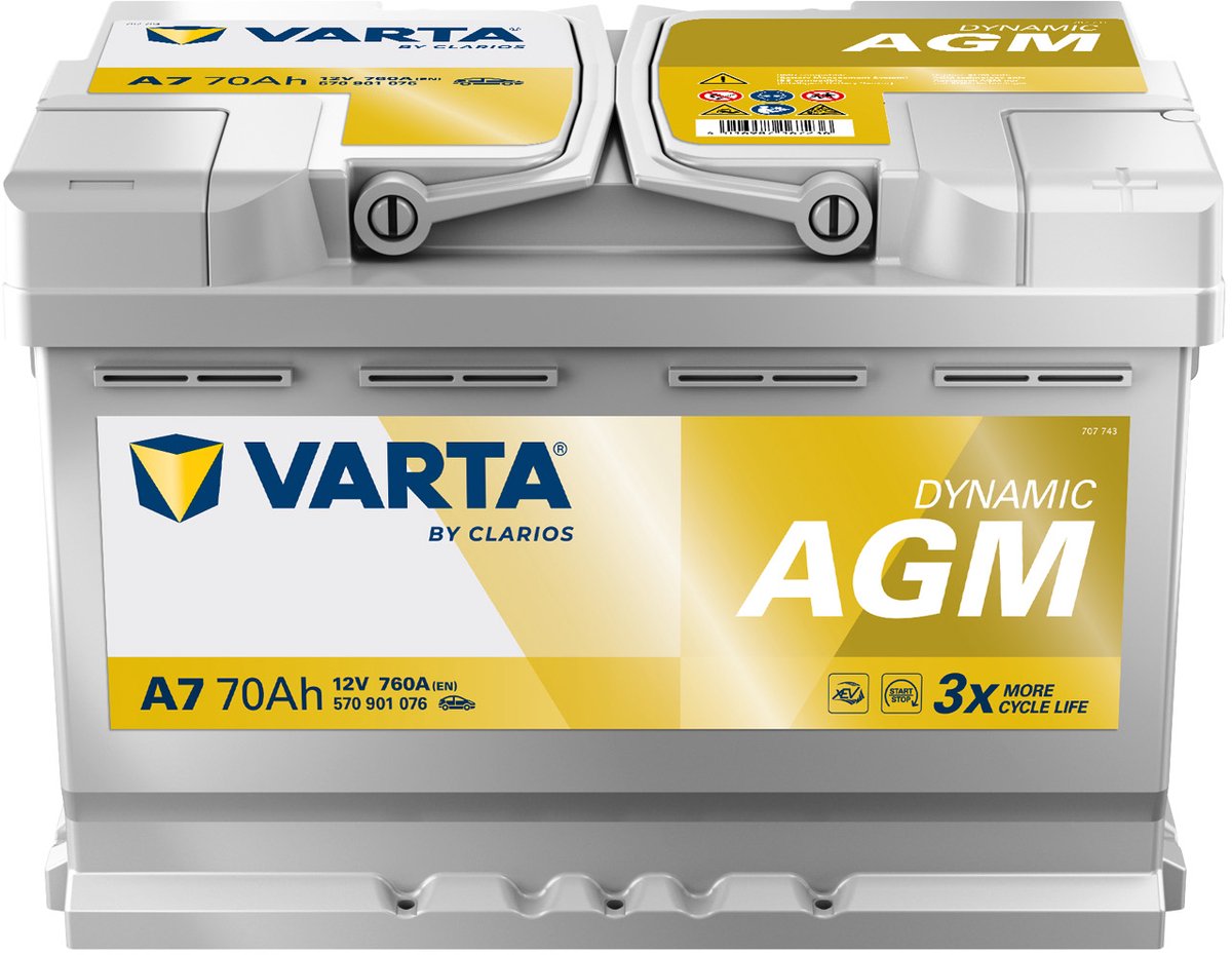 Varta a7 dynamique ag start-stop batterie 70ah 760a
