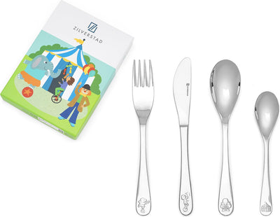 Zilverstad - couverts pour enfants 4 pièces cirque acier inoxydable 18 10