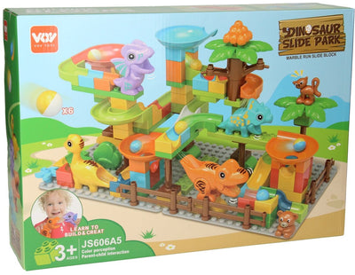 Blocs de construction et dinosaure à piste de marbre