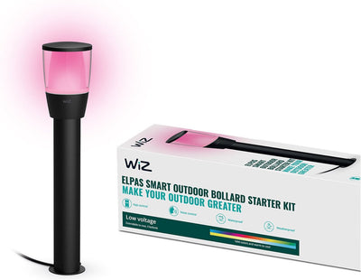 Lampe d'extérieur Wiz - poteau de jardin elpas - kit de démarrage - lumière colorée et blanche - éclairage LED intelligent - 12v - noir