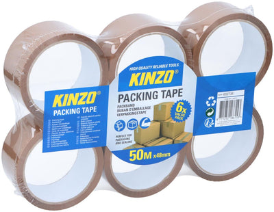 Ruban d'emballage Kinzo – 6 rouleaux – 50 m x 48 mm – ruban d'emballage pour boîtes et colis