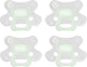 Difrax sucette naturelle - 6 à 12 mois - vert blanc transparent - 4 pièces