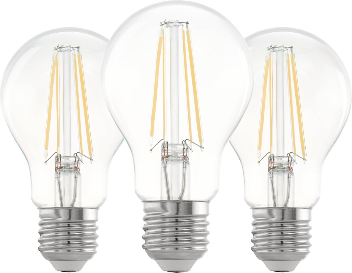 Lampe LED Eglo - E27 - ø 6 cm - A60 - claire - 2700k - lot de 3
