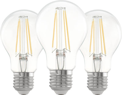 Lampe LED Eglo - E27 - ø 6 cm - A60 - claire - 2700k - lot de 3