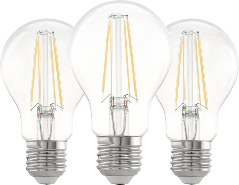 Lampe LED Eglo - E27 - ø 6 cm - A60 - claire - 2700k - lot de 3