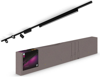 Éclairage sur rail de plafond Philips hue perifo - lumière blanche et colorée - 3 spots - 1 barre lumineuse - noir - kit de base