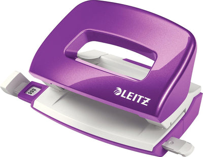 Mini perforatrice Leitz wow - perfore jusqu'à 10 feuilles - pour dossiers et classeurs à anneaux - idéale pour le bureau à domicile - violet