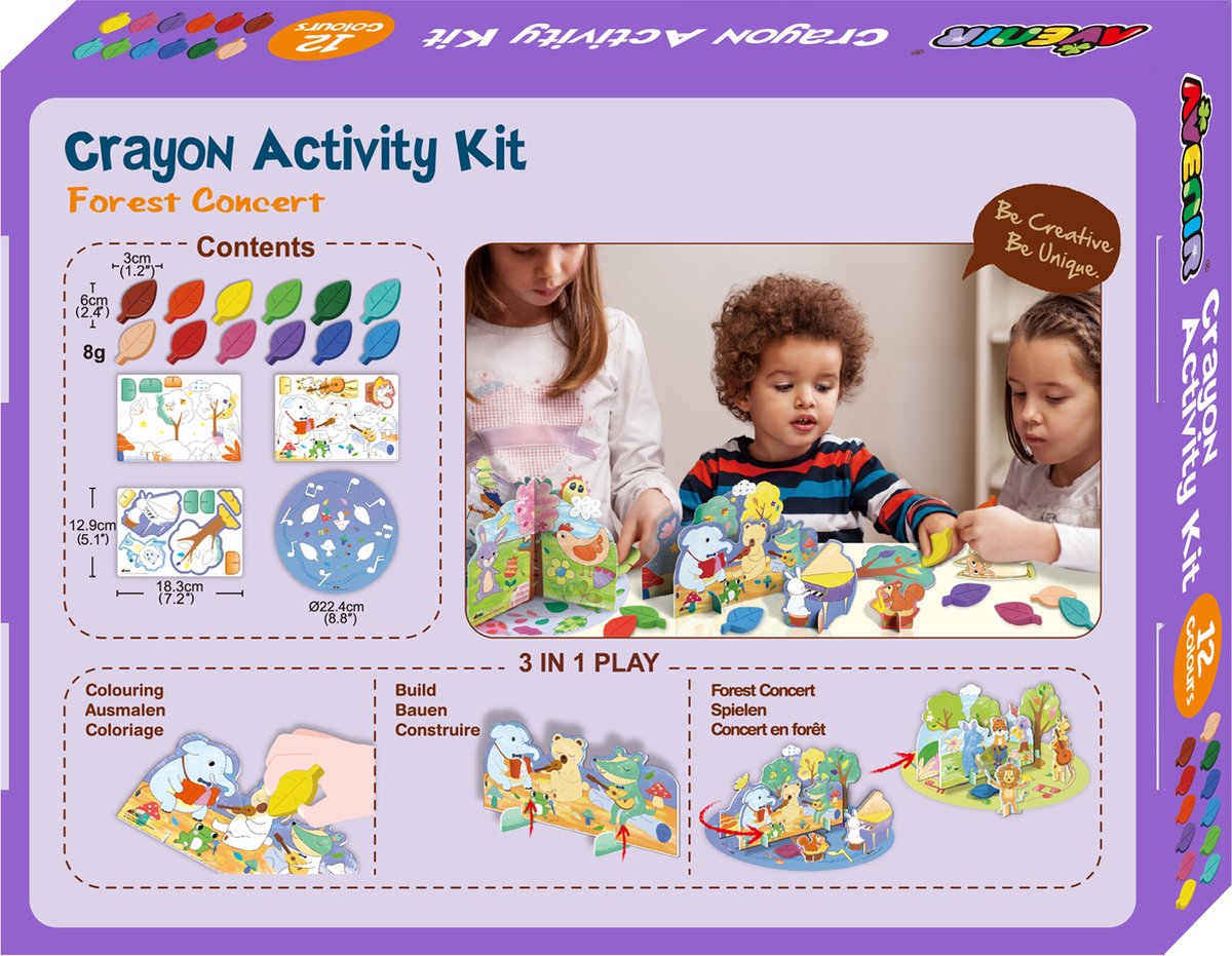 Kit d'activités crayon Avenir - concert en forêt - 3 en 1 - jeu de couleurs - 3+