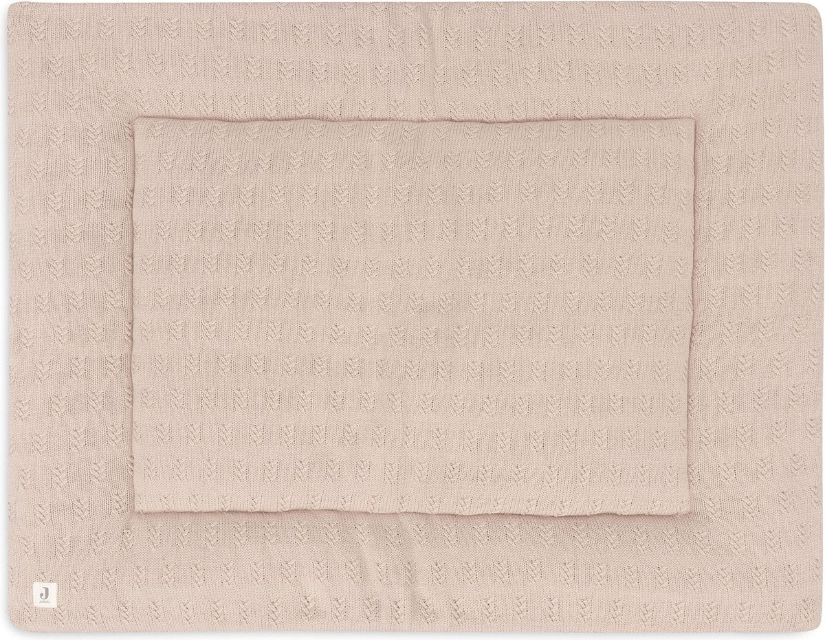 Jollein - tapis de parc 75x95cm - tapis de jeu pour bébé - tricot grain - rose sauvage
