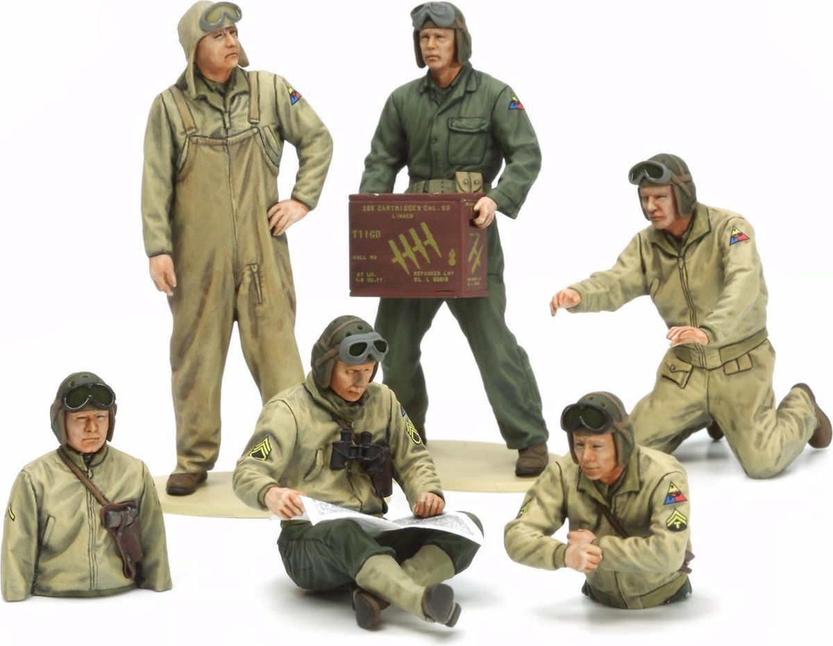 Maquette de véhicule militaire Tamiya - 35347 u.s. set d'équipage de char - Théâtre européen - 6 figurines en plastique - 1:35 - modélisme