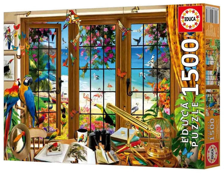 Educa puzzle ornithologues amateurs fenêtre 1500 pièces puzzle en carton.