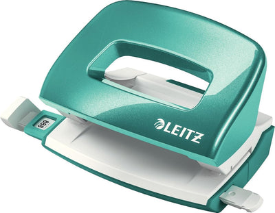 Mini perforatrice Leitz wow - perfore jusqu'à 10 feuilles - pour dossiers et classeurs à anneaux - idéale pour le bureau à domicile - bleu glacier