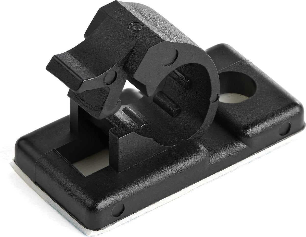 Startech .com 100 clips de gestion de câbles autocollants, 5,5 mm, noirs, gestion des câbles d'ordinateur de bureau réseau Ethernet, supports de câbles adhésifs, pince auto-adhésive, nylon, classement au feu ul 94v-2