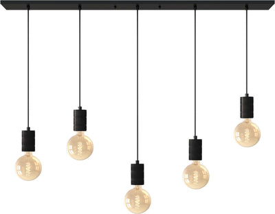 Plafonnier rétro Calex - 5x E27 - Lampe suspendue industrielle - Lampe suspendue 14 x 130 cm - Noir