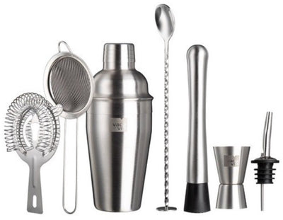 Vacuvin vacu vin set à cocktail plus – 7 pièces – acier inoxydable – shaker 550 ml – set de bar complet