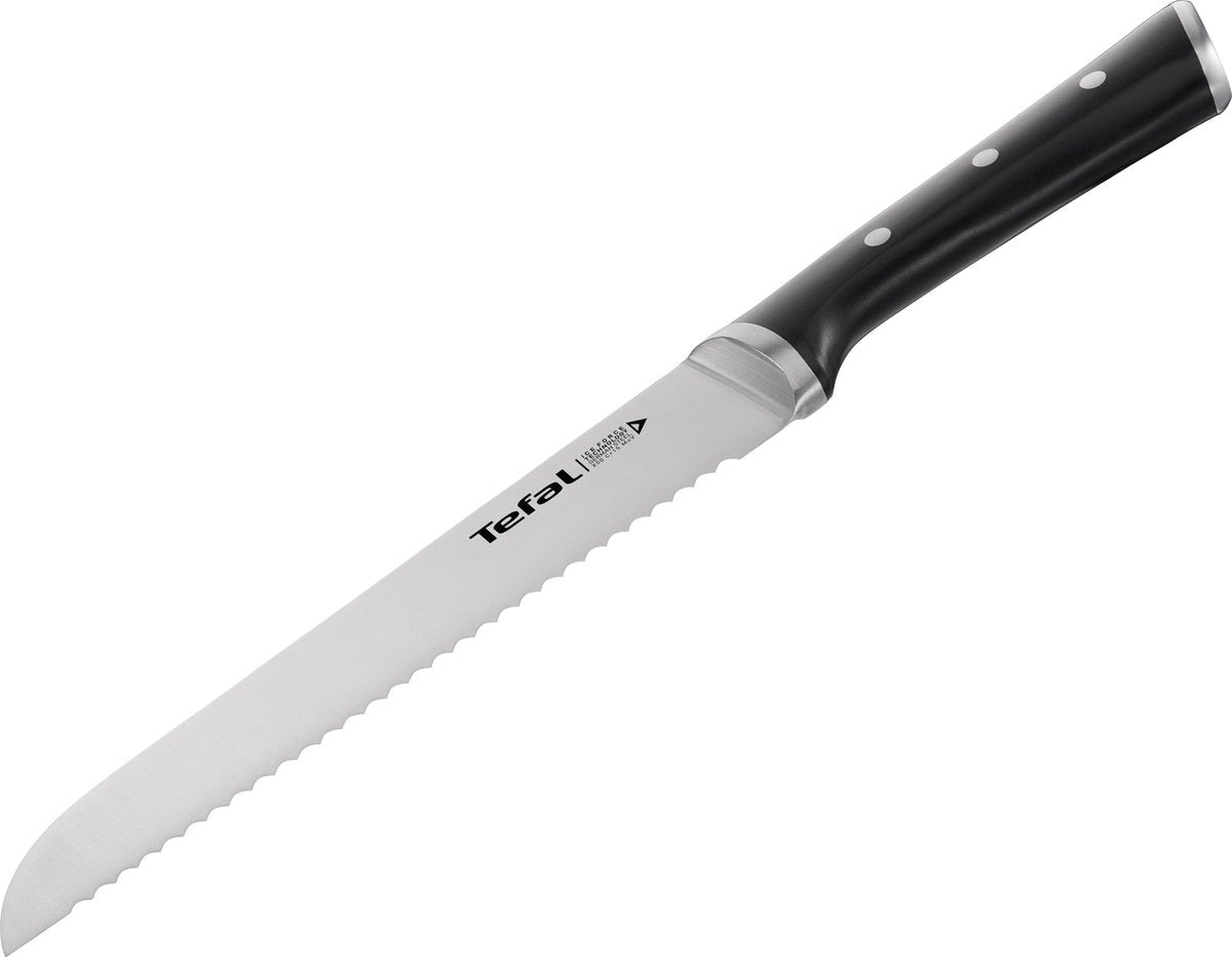 Couteau à pain Tefal ice force - 20 cm - inox - manche ergonomique - pour pain et viennoiseries