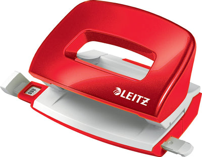 Mini perforatrice Leitz wow - perfore jusqu'à 10 feuilles - pour dossiers et classeurs à anneaux - idéale pour le bureau à domicile - rouge
