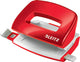 Mini perforatrice Leitz wow - perfore jusqu'à 10 feuilles - pour dossiers et classeurs à anneaux - idéale pour le bureau à domicile - rouge