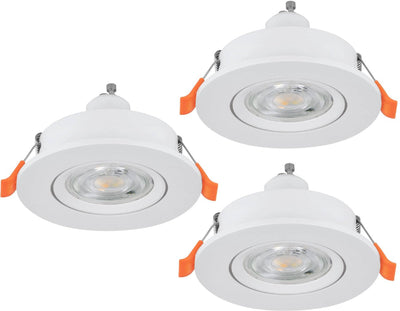 Spot encastrable Eglo barranco - gu10 - ø 9 cm - blanc - lot de 3 pièces - inclinable