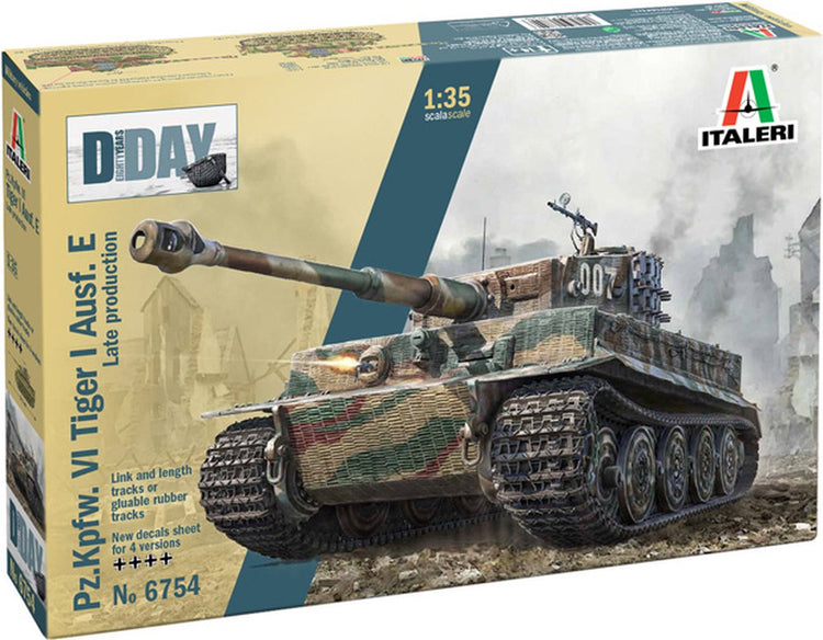 Maquette Italeri véhicules militaires - 6754 sd.kfz.181 panzerkampfwagen Tiger i ausf.e - prod. - plastique du 80e anniversaire du jour J - 1:35 - modélisme