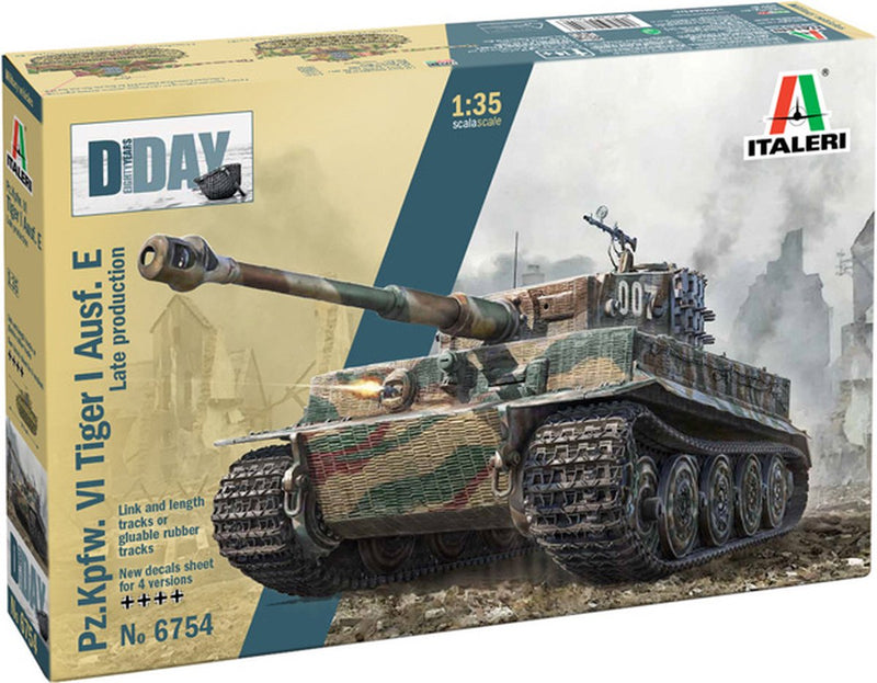 Maquette Italeri véhicules militaires - 6754 sd.kfz.181 panzerkampfwagen Tiger i ausf.e - prod. - plastique du 80e anniversaire du jour J - 1:35 - modélisme