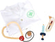 Veste de petit médecin avec accessoires en bois, 4dlg.