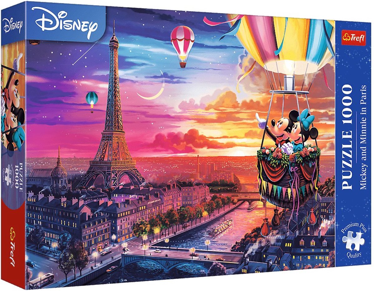 Puzzle Trefl 1000 pièces - Mickey et Minnie à Paris - Premium Plus.