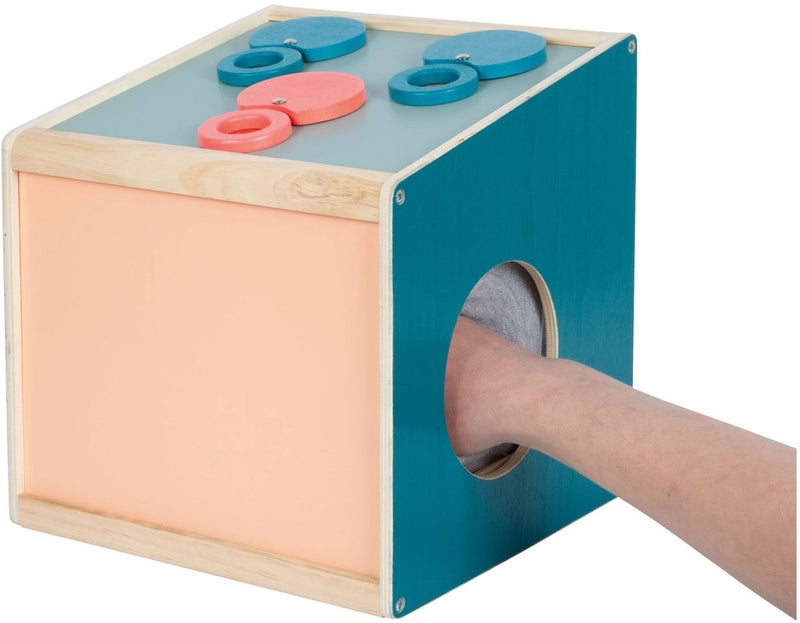 Boîte de niveau sensorielle en bois à petit pied avec lentille sensorielle