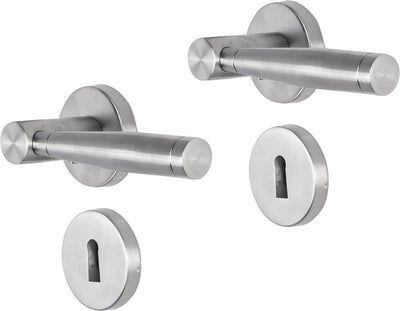 Poignée de porte Impresso - retford - pour l'intérieur - ronde avec rosace à clé ronde - acier inoxydable - 2 pièces