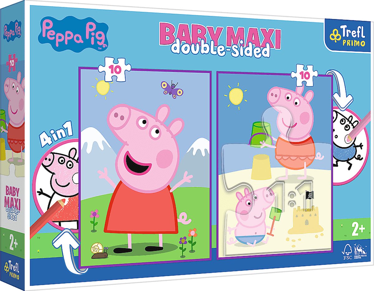 Trefl peppa pig baby maxi bonne journée, 10 pièce(s), personnages de dessins animés, 2 ans