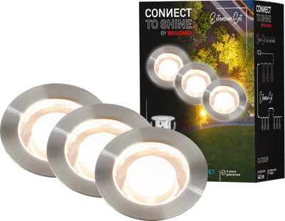 Briloner connect to shine - Spot de sol LED pour l'extérieur - lot de 3 - kit d'extension d'éclairage de jardin - lumière blanc chaud - ip67 - ø4,5x2,5 cm