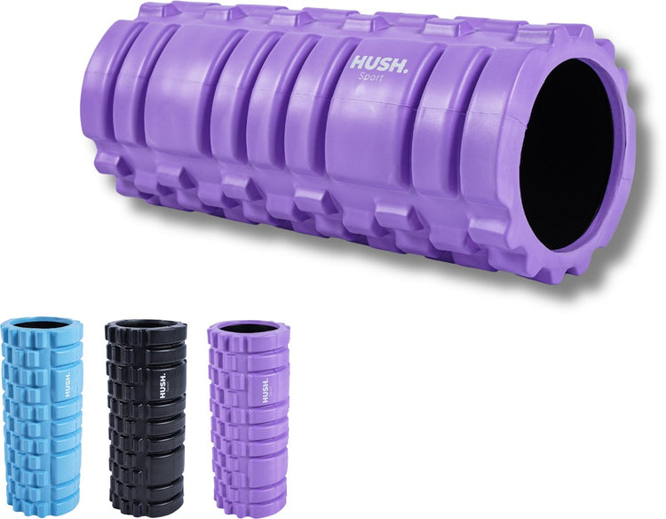 Hush sport - rouleau de massage en mousse 33x14 cm - avec motif quadrillé - massage des points de déclenchement de récupération musculaire - mousse eva - violet